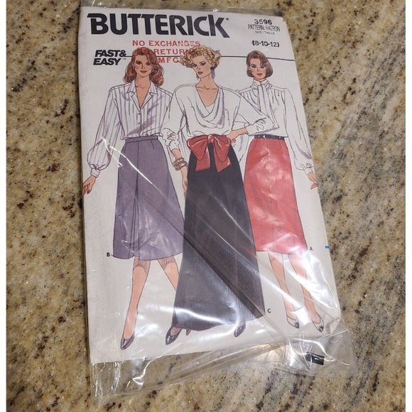 Butterick 3596 Sz 8 10 12 A Line Skirt Below Knee Ankle Length Pleat Pattern New - Picture 8 of 8